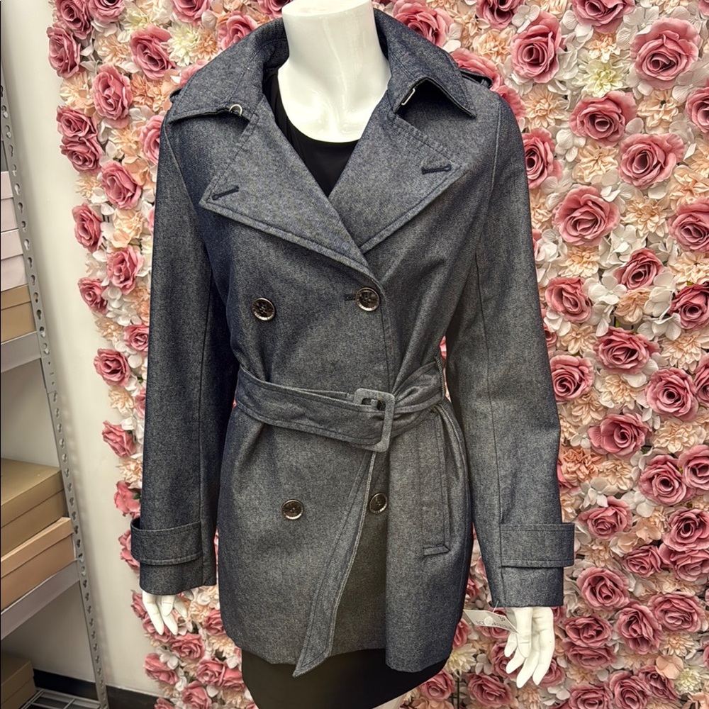 BCBGMaxAzria Gray Belted Trench Coat SPL - Picture 1 of 6